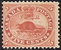 Stamp - Beaver - 5 cents - 1859 - Unused