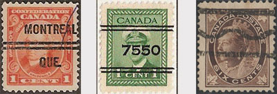 Pre-cancelled stamps